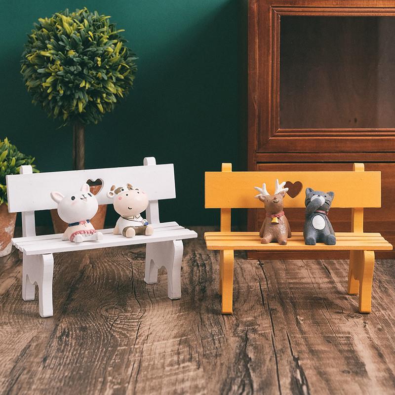 Solid Wood Home Small Chair Pendulum accessories Desktop cute decoration Mini wooden table and chairs shooting props small objects-Taobao