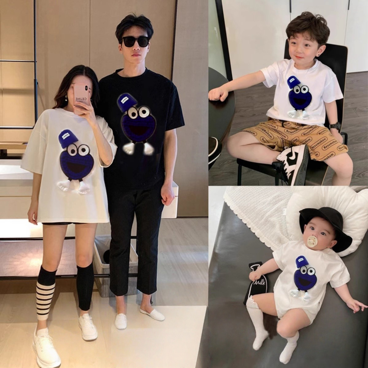DHWA UK 夏のファミリー向け服：赤ちゃん、お母さん、娘のためのスタイリッシュでトレンディな純綿半袖服