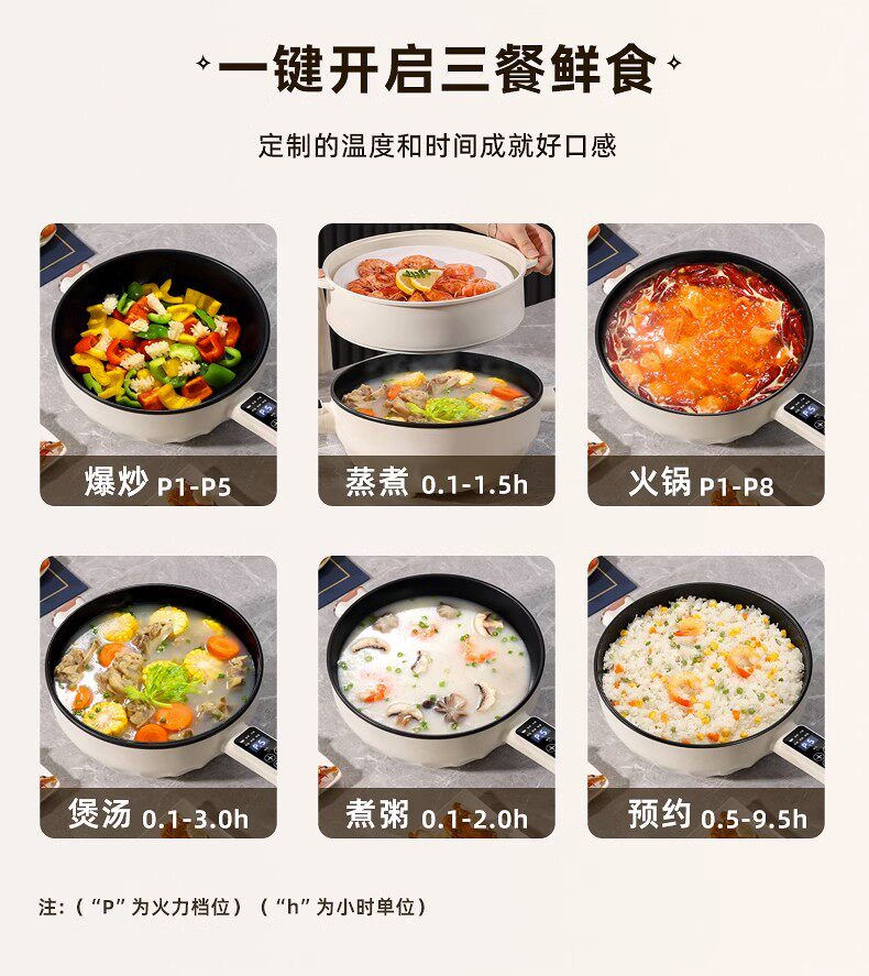 Плиты 德国家用炒菜电炒锅电煮锅多功能一体大功率爆炒电热锅电火锅蒸煮