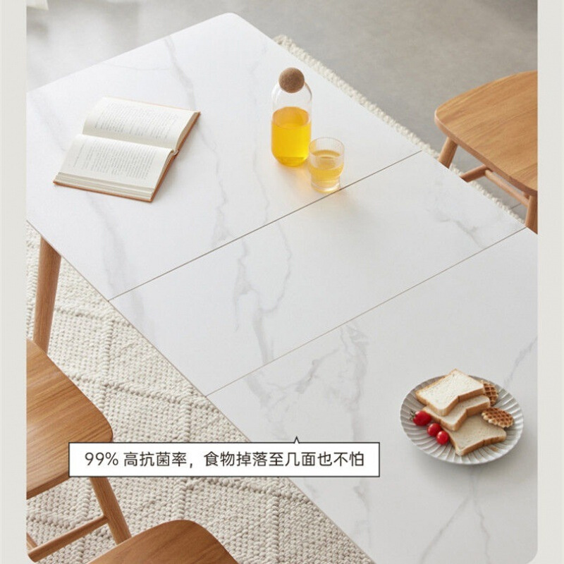 Nordic Rockboard Table Oak Wood Solid Wood Flex Dining Table And Chairs Combined Home Foldable Jumping Bench Log Brief Dinner Table-Taobao