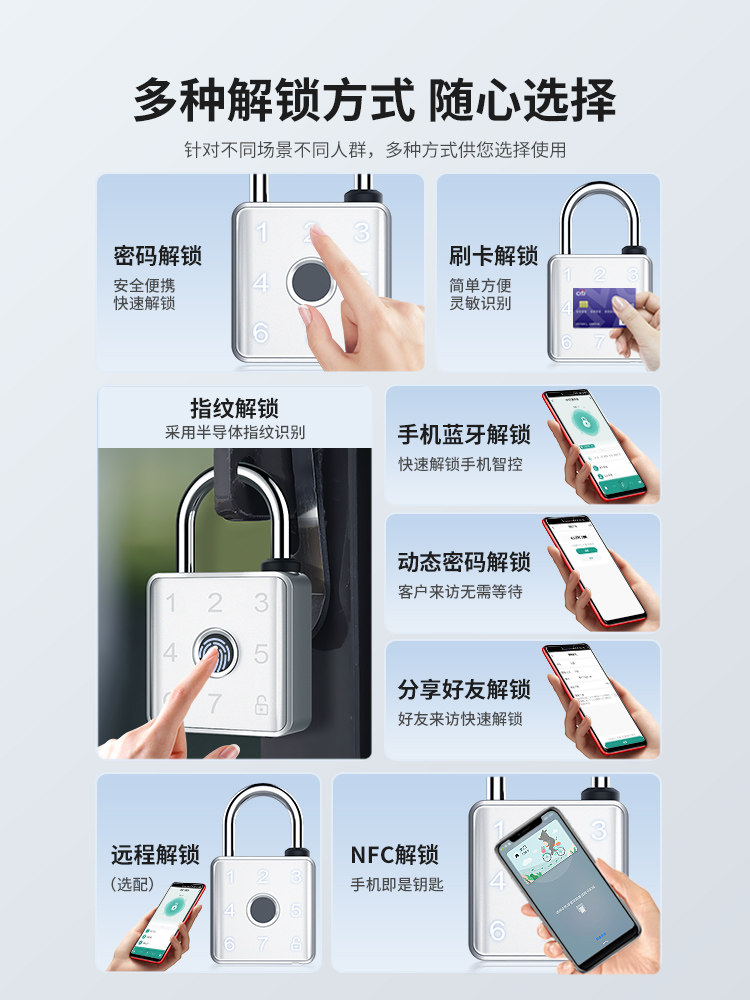 Fingerprint Password Padlock Stainless Steel Outdoor Waterproof Rural Gate Courtyard Door Remote Control Smart Digital Lock