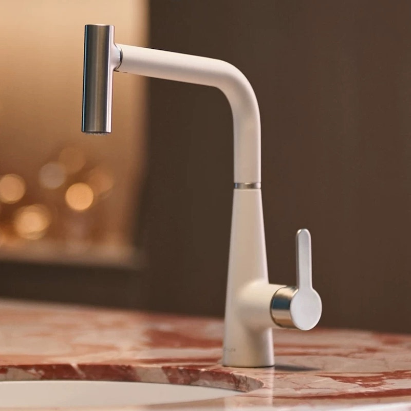 Kohler Sink Faucet for Washing Vegetables and Dishes, Kitchen Basin with Hot and Cold Water, Universal Basin Kitchen Pull-Out Faucet 39419t Kohler Sink Faucet for Washing Vegetables and Dishes, Kitchen Basin with Hot and Cold Water, Universal Basin Kitchen Pull-Out Faucet 39419t