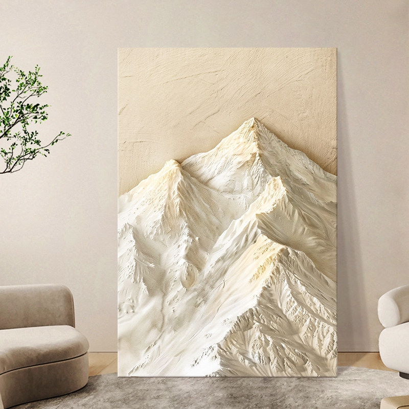 3D Texture Painting with a High-End Feel for the Living Room, Featuring a Mountain Range and Cream-Colored Accents, Suitable for the Sofa Background Wall 3D Texture Painting with a High-End Feel for the Living Room, Featuring a Mountain Range and Cream-Colored Accents, Suitable for the Sofa Background Wall