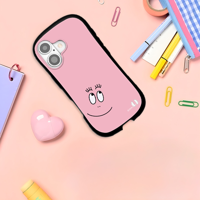 Barbapapa Cartoon S-Line Scratch Resistant Anti-Fingerprint Shock Resistant Drop Prevention Strap Hole Lens Protection TPU