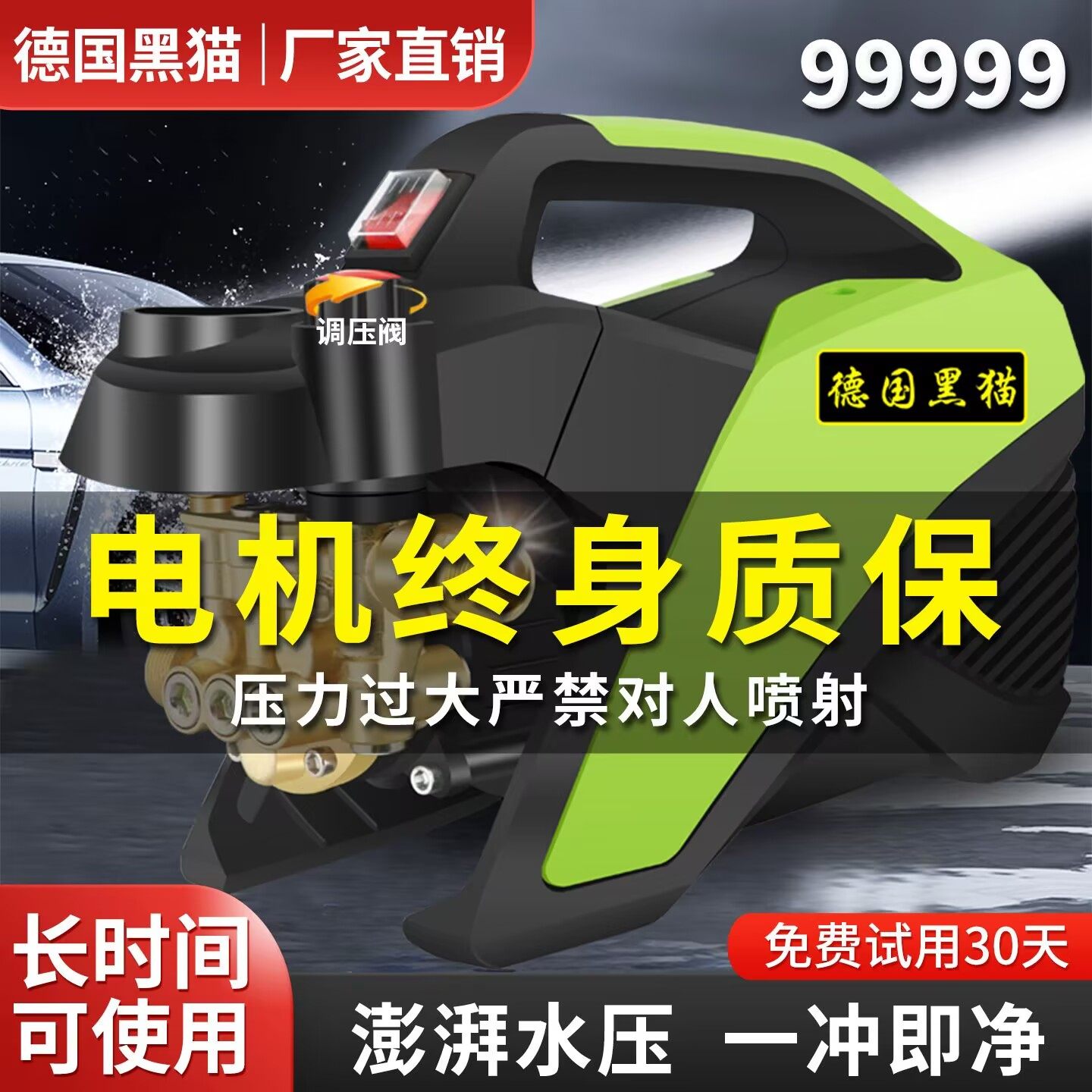 Black Cat Ultra-High Pressure Car Washer for Home Use 220V Fully Automatic High-Power Adjustable Pressure Cleaning Portable Car Washing Pump