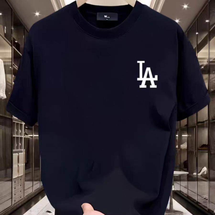 Летняя мужская футболка из плотного хлопка с короткими рукавами, новая модная брендовая американская свободная футболка с круглым вырезом и короткими рукавами, мужская футболка