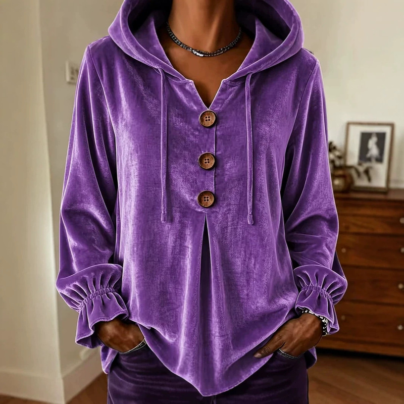 Drawstring Hoodie Top European and American Women's Fashion Button-Up Hooded Casual Drawstring Hoodie Top Fashion Drawstring Hoodie Top European and American Women's Fashion Button-Up Hooded Casual Drawstring Hoodie Top Fashion