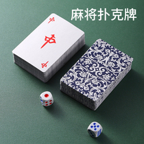 Mahjong Playing Cards Waterproof Mahjong Playing Cards 144 Silent Portable Dormitory Poker Free 2 Dice Travel Simple Pack