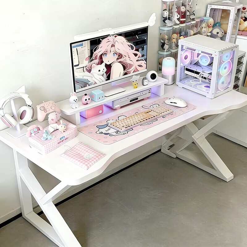 German Imported Computer Desk and Chair, White Gaming Desk, Home Study Desk, Desktop Office Desk, Girls' Bedroom Gaming Table