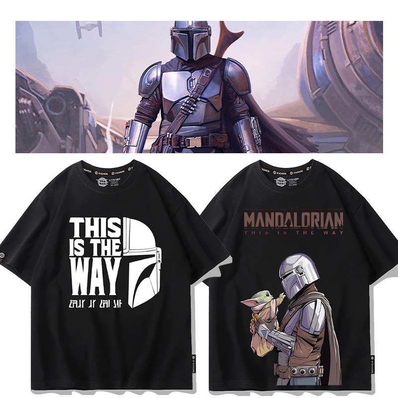 Mandalorian X Star Wars T-Shirt Short-Sleeve Men's Summer T-Shirt Anime Merchandise Baby Yoda Clothing
