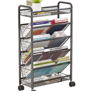 1 movable bookcase shelf reading storage rack household trolley with wheels floor-standing dormitory simple bookcase