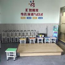 Classroom podium teaching platform podium made of curved wooden small stage kindergarten school dance performance conference room