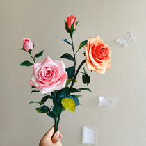 Careful Paper Art Rose Flower Material Pack Handmade Paper Flower DIY Flower Learning Kit Paper Vine Crinkle Paper Flower