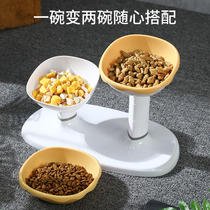 Cross-border adjustable pet bowl with high height combination bowl new double bowl feeding and watering pet bowl dog food bowl tableware