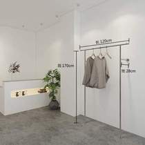 Thickened floor-standing wall shelves store display racks clothing store womens clothing stainless steel display racks hangers silver bold