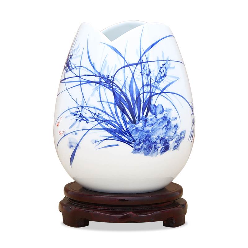 Jingdezhen ceramic hand-painted bucket colored flower-flower-flower vases Vase Handicraft room Swaying Pieces Room Decorations-Taobao