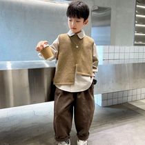 Barabara Korean family boy Spring-autumn-style shirt sweater-knitted sweatshirt Machia Three sets of children CUHK Childrens suit
