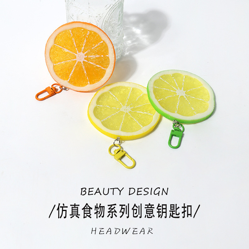 Fun Cartoon Orange Simulation Fruit Lemon Pendant Versatile Simple Creative Keychain Backpack Accessory Ornament