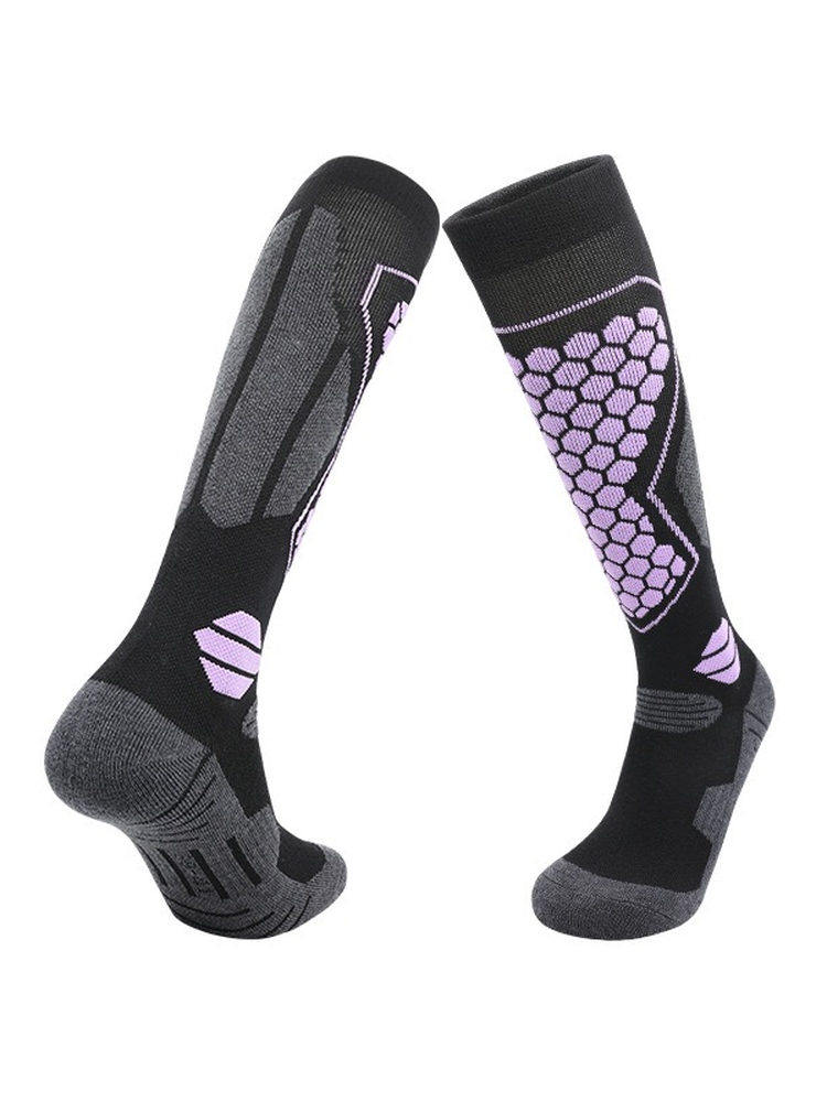 Winter Women's Thickened Warm Wool Outdoor Sports Hiking and Skiing Socks, Men's Long Socks, Single and Double Board Snow Mountain Long Socks