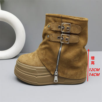 14 cm petite thick sole heightening boots