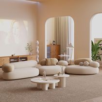 Fabric sofa curved small apartment living room special-shaped internet celebrity designer sofa light luxury modern seating area reception