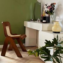 Nordic French style household solid wood backrest chair rattan middle-aged dining chair modern simple leisure chair new Chinese style negotiation