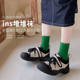 ຖົງຕີນສີຂຽວໃຫມ່ສໍາລັບແມ່ຍິງ ins ຄົນອັບເດດ: ອິນເຕີເນັດສະເຫຼີມສະຫຼອງດູໃບໄມ້ລົ່ນກາງ calf socks pure cotton high-top ladies pile socks autumn simple