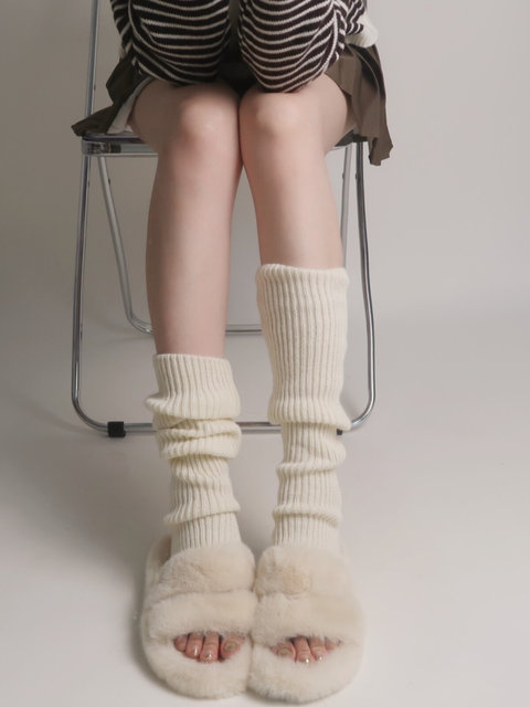 Knitted socks autumn and winter white jk subculture leg covers y2k slim foot covers hot girl leg socks pile socks calf covers