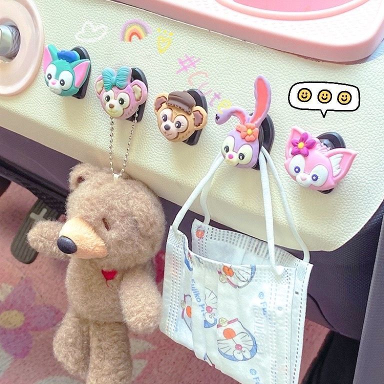 Car Hooks for Front Seats, Adhesive Car Hooks, Cute Cartoon Front Seat Hooks for Electric Vehicles, Car Interior Decoration Items