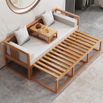 Luohan bed new Chinese style sofa bed Zen solid wood Luohan bed small apartment bed sliding living room tea table and chair combination