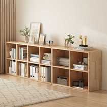 All solid wood bookshelf storage rack floor-to-ceiling wall storage display cabinet living room combination grid cabinet low cabinet home books