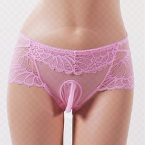 Mens feminine lace transparent underwear transvestite mens sexy egg-filled lace briefs are breathable and not stuffy$