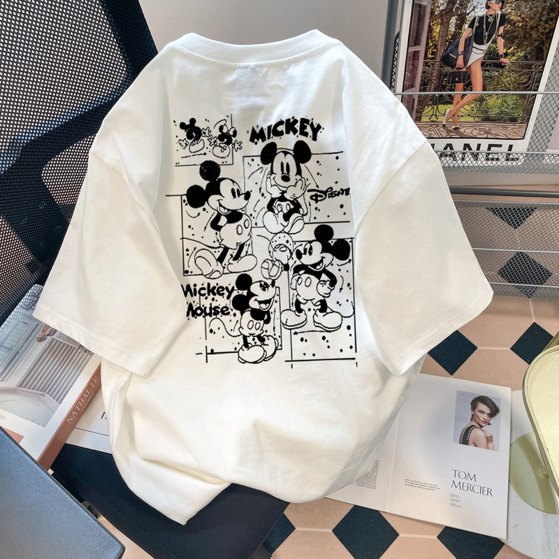 American Retro Pure Cotton Mickey Printed Short-Sleeved T-Shirt for Women in Summer, Loose Design, Niche and Unique Half-Sleeved Top American Retro Pure Cotton Mickey Printed Short-Sleeved T-Shirt for Women in Summer, Loose Design, Niche and Unique Half-Sleeved Top