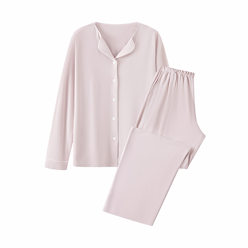 Muji Women's Soft Knit Front-Open Pajama Set, Home Wear That Can Be Worn Outside, Women's Autumn and Winter Home Wear Muji Women's Soft Knit Front-Open Pajama Set, Home Wear That Can Be Worn Outside, Women's Autumn and Winter Home Wear