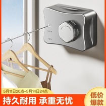 Invisible clothesline indoor punch-free balcony telescopic wire rope clothes drying bathroom rod clothes drying rack
