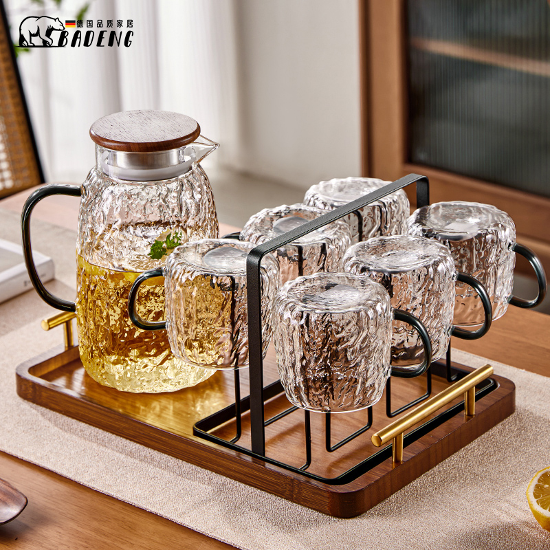 German High-Quality Glass Cup for Home Use, Tea Set for Entertaining Guests, Light Luxury with Handle, Tea Brewing Cup, Living Room Water Cup Set, Drinking Cup