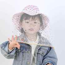 Catkin face-covering outdoor hat baby mask insect mask breathable baby hood sun protection belt childrens summer anti-mosquito hat*