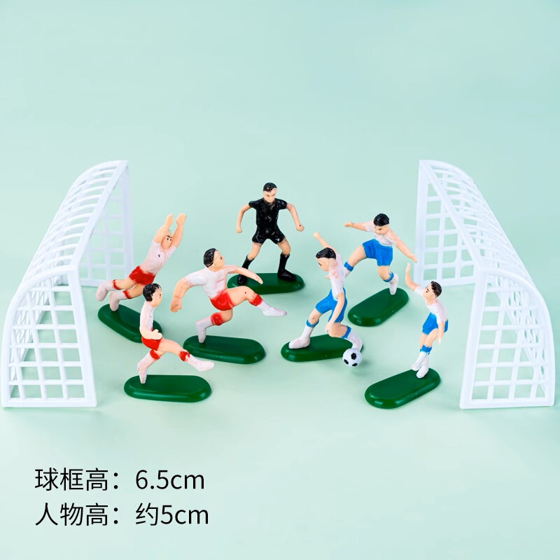 Plastic Football-Shaped Cake Decoration Figurine, Cartoon Game Scene, Creative Birthday Baking Decoration
