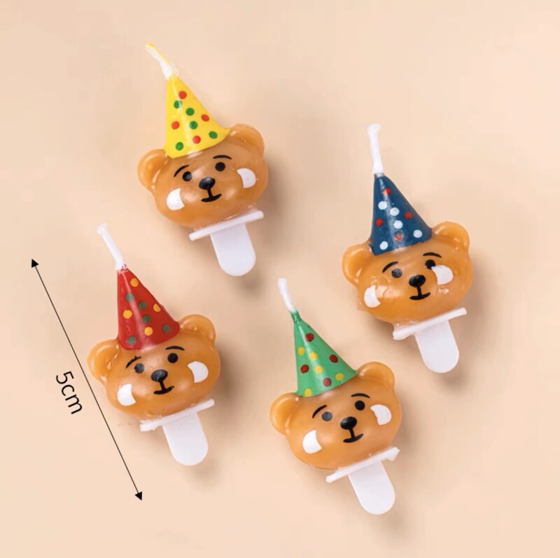 Hat, Bear, Candle, Cake Decoration, Cartoon Bear Head, Korean Style Birthday Cake Candle, Party Decoration
