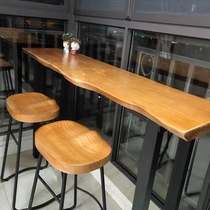 Solid wood bar table for home balcony wall long narrow table commercial bar high table custom table and chair combination
