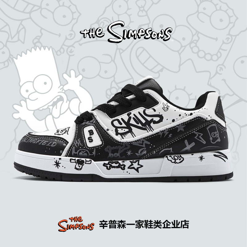 The Simpsons Shoes Men's Black and White Panda Color Couple Sneakers Spring and Summer New Casual Shoes