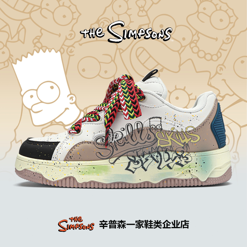 The Simpsons Shoes Men's Caramel Brown Patchwork Graffiti Sneakers Summer Couple New Sports Casual Shoes