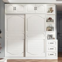 Wardrobe home bedroom cabinet modern simple wooden rental house installation simple large wardrobe sliding door