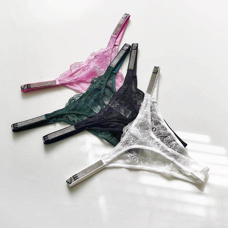 Love Vimelight Bright Water Drilling Lace Thin with Tiny pants Superfire Hot Sexy Perspectives T-pants Pure Desire to Wind Underwear-Taobao