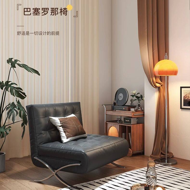 新单人沙发床可折叠两用：复古巴塞罗那黑色懒人沙发，小户型客厅阳台救星！-音乐枕-淘宝好物网