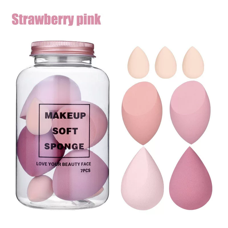 Makeup Sponge Set 8 pcs Shaped Blenders, Multi-colored Soft Face Sponges in Jar