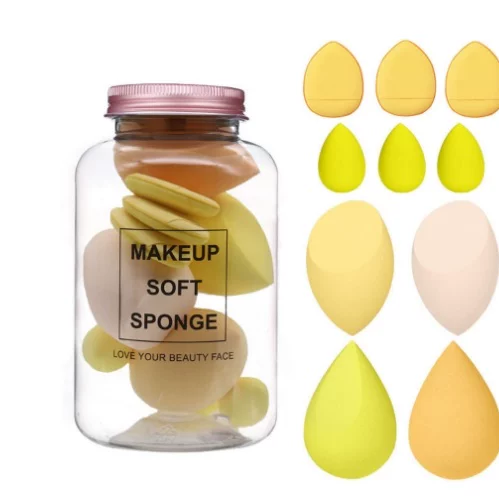 Makeup Sponge Set 8 pcs Shaped Blenders, Multi-colored Soft Face Sponges in Jar