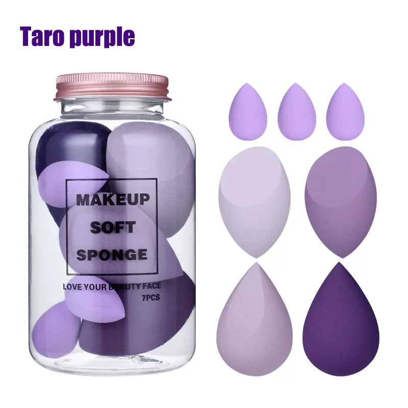 Makeup Sponge Set 8 pcs Shaped Blenders, Multi-colored Soft Face Sponges in Jar