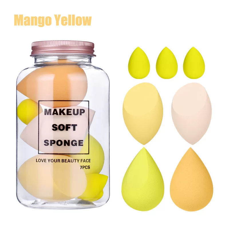 Makeup Sponge Set 8 pcs Shaped Blenders, Multi-colored Soft Face Sponges in Jar