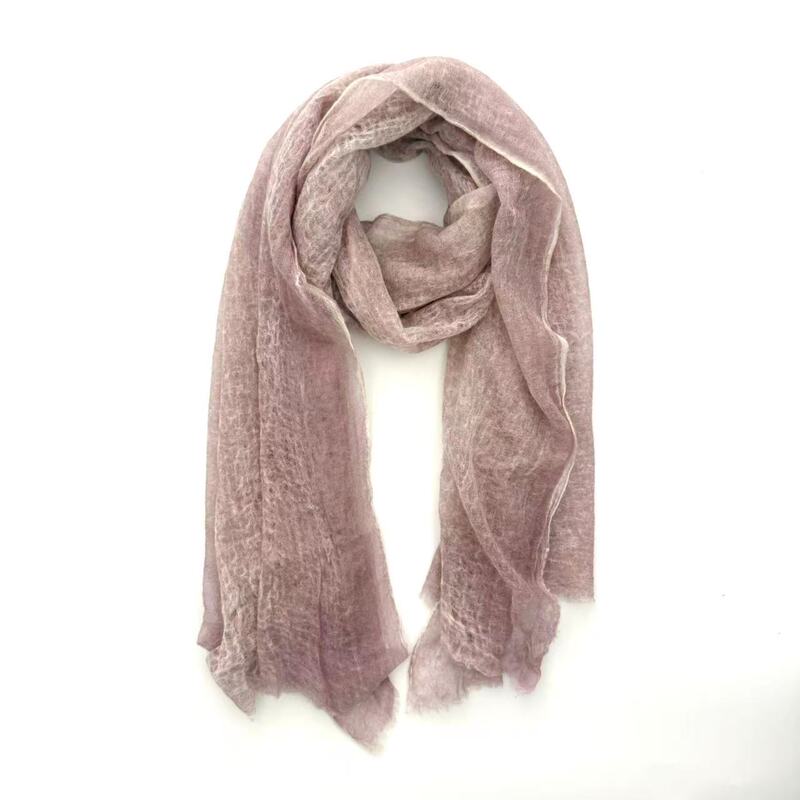 [Cloud Mist Yarn] 100% Cashmere Soft and Simple Forest Style Thin Winter Scarf for Women Elegant Cloud Mist Yarn